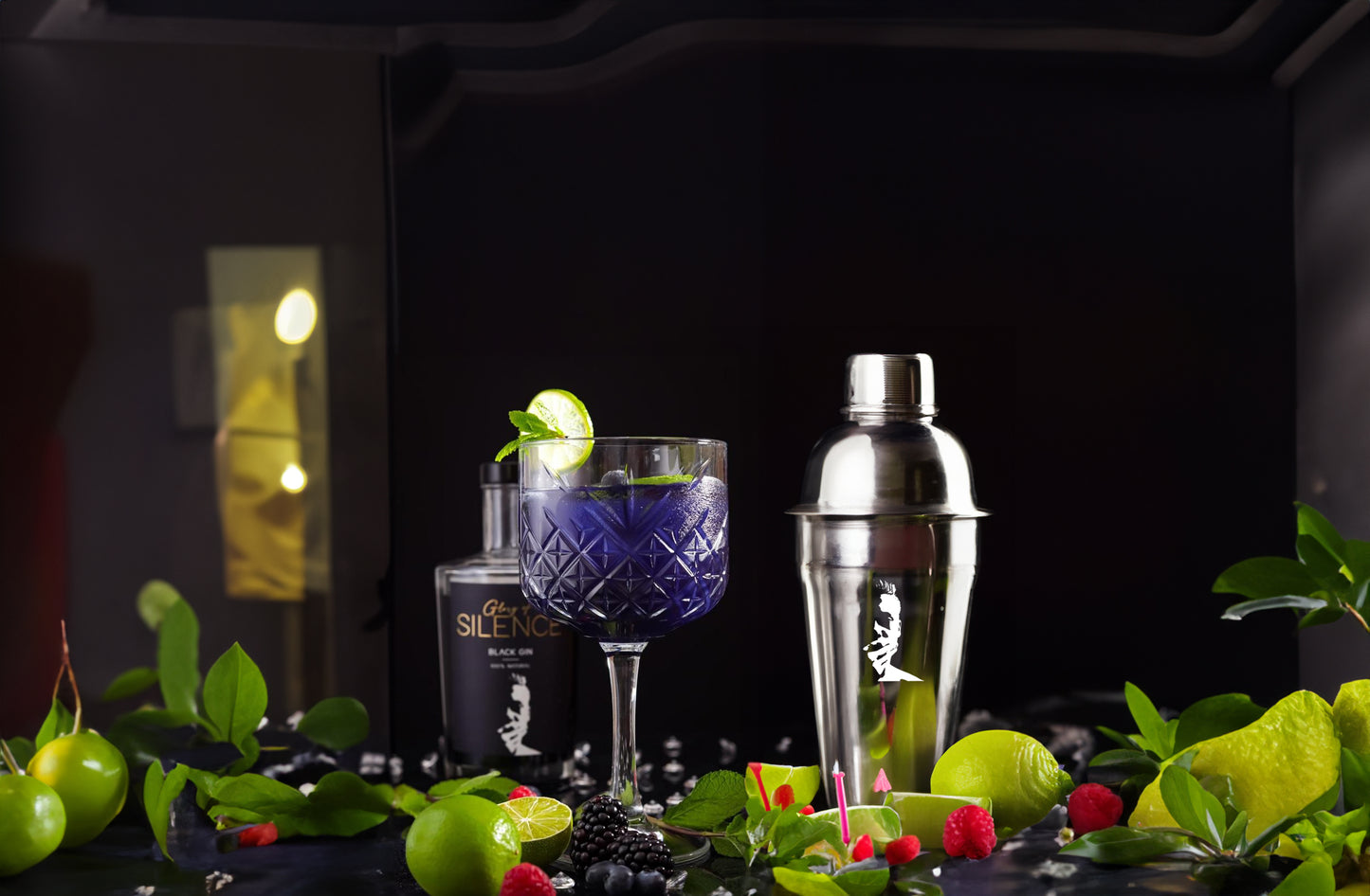 Black Gin Geschenkset mit Cocktail Shaker & Jigger